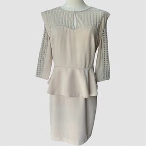 Esley Peplum Cocktail Dress in Nude